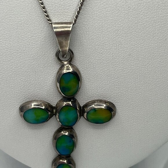 Mexico Sterling Rainbow Calsilica Necklace, Bracelet and Earring Set JP230 - Picture 2 of 9